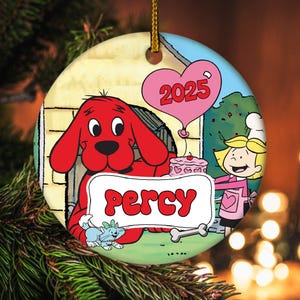 Clifford the Big Red Dog Ornament, Personalized Clifford Dog Ornament, Christmas Ornamnet, Family Gifts