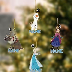 Adorno navideño personalizado de Frozen, adorno navideño de Elsa, adorno de Elsa Anna Olaf, decoración de árbol de Navidad de Disney, regalo de recuerdo de Frozen para niños D1NP24
