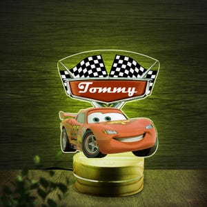 Personalized Disney Cars Night Light, Custom Name Lightning McQueen Baby Room Decor,Mater Cars Birthday Gift for Kid, Disneyland Lamp C1FR21
