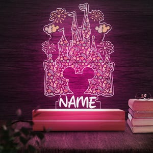 Personalized Disney Princess Castle Night Light, Custom Name Princess Led LightDisney Princess Birthday Gift for Her,Disneyland Lamp D2GF23