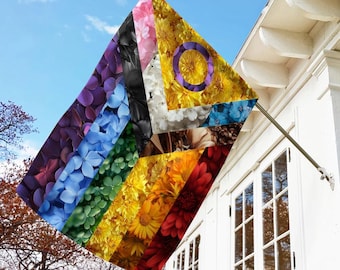 Floral Progressive Pride Flag Garden, LGBTQ+ Flag For Home, Beautiful Flower Gay Pride Garden Flag, Pride is Beauty C1EN12
