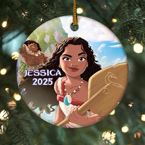 Personalized Moana Princess Christmas Ornament, Moana 2 Christmas Gift For Daughter, Cute Girl Moana Xmas Decor, Moana Lover Keepsake JCPL21