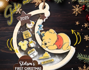 Bear Babys First Christmas Ornament 2025, Baby 1st Christmas 4D Shaker Ornament, New Baby, Baby Shower Gift for Boy Girl NFWJ04