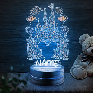 Personalized Disney Princess Castle Night Light, Custom Name Princess Led LightDisney Princess Birthday Gift for Her,Disneyland Lamp D2GF23