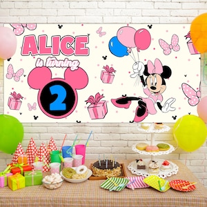 Minnie Mouse Backdrop, Minnie Mouse Banner, Minnie Mouse Printable Backdrop D2FU20