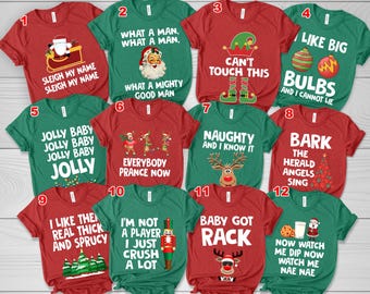 Family Christmas Matching Shirt, Group Christmas Song Shirts, Funny Christmas Party Tees, Very Mery Christmas Shirts, Funny Quote Top NEWW26