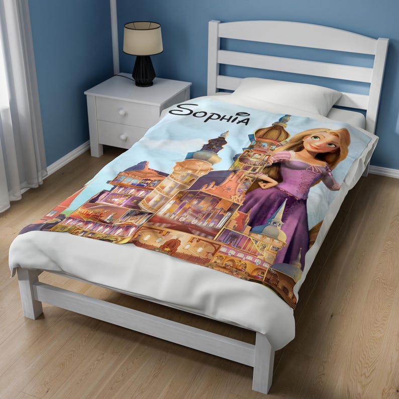Personalized Tangled Rapunzel Blanket, Watercolor Disney Princess