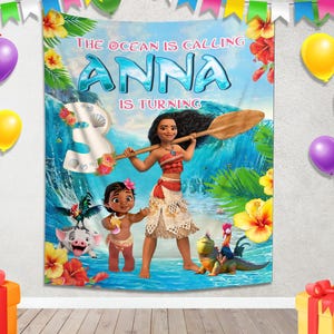 Moana Birthday, Moana Birthday Banner, Custom Moana Backdrop, Kids Birthday Decor, Custom Birthday Backdrop BZDQ14
