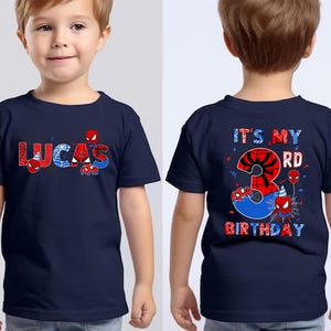 Spider Man Birthday Shirt, Superhero Birthday Boy T-Shirt, Spiderman Family Tee, Spider Birthday Party, Custom Toddler Birthday Tee D2HZ01