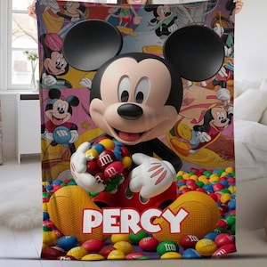 Personalized Disneyland Mickey Minnie Mouse Blanket,Disneyland Classic Mickey Blanket,Magic Kingdom Blanket, Custom Mickey Mouse NFV310