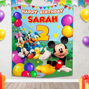 Mouse Clubhouse Birthday Backdrop, Mouse Clubhouse Banner, Mickey Birthday Banner, Disney Mouse Banner, Mouse Backdrop BZDQ15