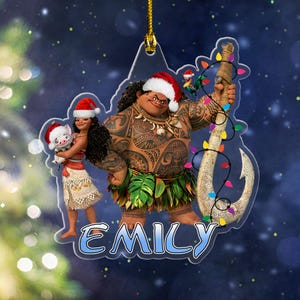 Moana Christmas Acrylic Ornament/Disney Princess Moana Cutout Ornament/Personalized Christmas Ornament/Disney Christmas ornament CZLF17