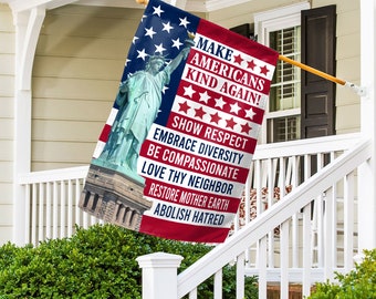 Make America Kind Again Garden Flag, Progressive Patriot Flag, Political Flag, Indoor Ourdoor Flag, Funny Saying Garden Decoration NFTN38