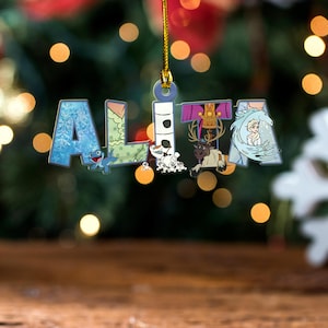 Adorno de Navidad congelado personalizado, Adorno de Navidad de Elsa, Adorno de Elsa Anna Olaf, Decoración del árbol de Navidad de Disney, Recuerdo congelado