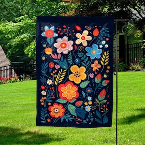 Flower Market Garden Flag/Subtle Anti Maga Botanical Matisse Yard Decor/Boho Summer House Banner with Flower Aesthetic/Gardener Gift NGQW09