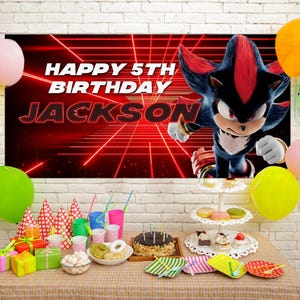 Shadow The Hedgehog Birthday Banner, Shadow the Hedgehog Personalized Banner, Party Decor C1EL02