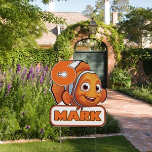 Finding Nemo Yard Sign, Finding Nemo Yard Decoration, Custom Name Age Yard Sign, Yard Art, Birthday Decoration, Birthday Party Sign C1HL09