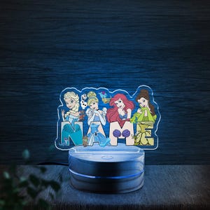Personalized Disney Princess Castle Night Light, Custom Name Baby Girl Room Decor, Disney Princess Birthday Gift for Her, Disney Lamp D2EP13