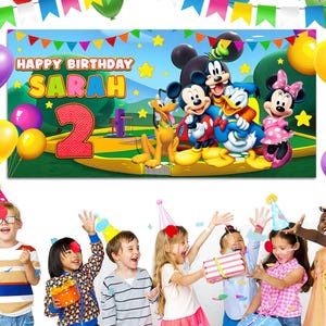 Mouse Clubhouse Birthday Backdrop, Mouse Clubhouse Banner, Mickey Birthday Banner, Disney Mouse Banner, Mouse Backdrop D2FO03