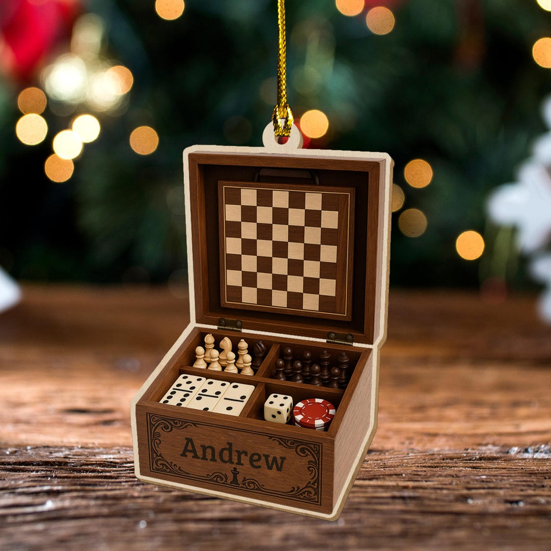 Personalized Chess Box Ornament, Custom Name Chess Gift, Holiday Tree ...