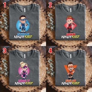 Custom Ninja Kidz Birthday Family Shirt, Personalized Ninja Group Matching Shirt for Party, Kids Birthday Gift Tee for Boys and Girls NGQU13