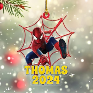 Personalized Superhero Ornament, Custom Christmas Ornament, Christmas Ornament For Boys, Spiderman Ornament CZKA19