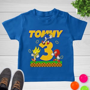 Custom Sonic the Hedgehog Birthday Shirt, Personalized for Boys Girls and Family, Sonic Party Shirt,Kid Party Tee,Family Birthday Tee D2G215