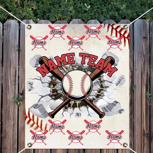 Custom Baseball Team Banner, Custom Player Names, School Team Name, Logo, Personlized Vinyl Banner With Metal Grommets NGQ312