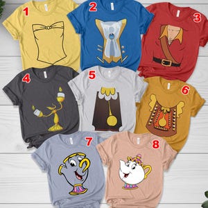 Beauty And The Beast Matching Family Halloween Costume Shirts, Group Cosplay Shirt Halloween Belle, Beast, Gaston D1LO04
