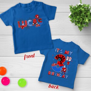 Spider Man Birthday Shirt, Superhero Birthday Boy T-Shirt, Spiderman Family Tee, Spider Birthday Party, Custom Toddler Birthday Tee D2HZ01
