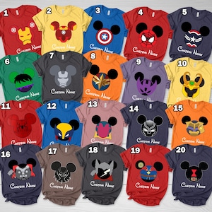 Personalized All Superhero Squad Symbol Group Matching Shirt, Avenger Family Mickey Eara Matching Shirt, Superhero Team Party Theme NGSP01