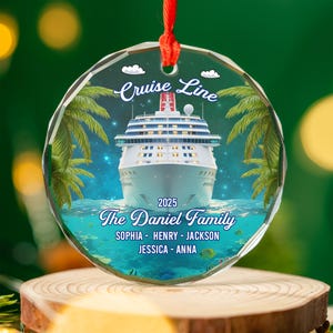 Personalized Cruise Ship Christmas Ornament: Glass Vacation Keepsake NGWW13