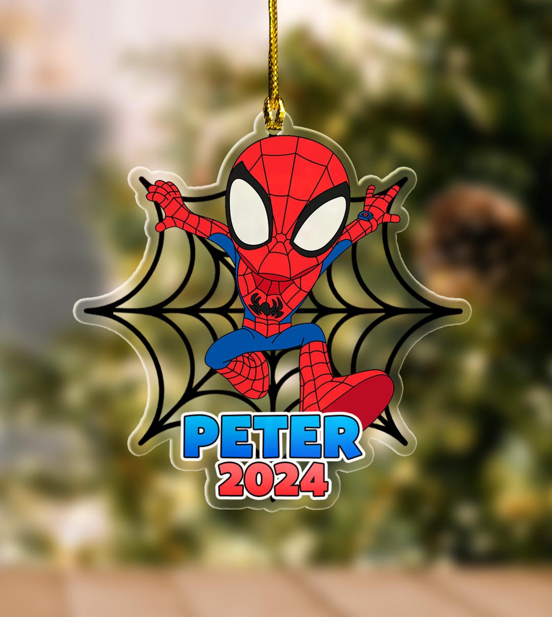 Personalized Spiderman Christmas Ornament, Custom Kid Spidey Ornament