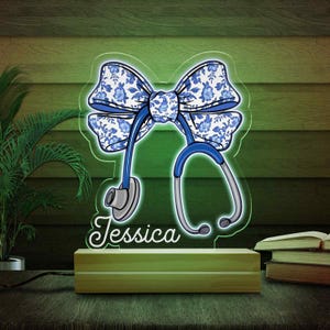 Nurse Personalized Night light, Caduceus Doctor gift, Custom Night light for medical, Nurse Appreciation Day Gift, Stethoscope C1FR17