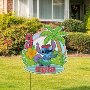 Lilo and Stitch Big Cutouts, Luau, Hawaiian Beach Theme Party Decor, Aloha, Party Decoration, Birthday, Stand Up Prop, Lawn Sign D2IB11