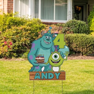 Personalized Monster Inc Yard Sign Cut Out, Monster University Party Outdoor Decor, Mike Sulley Birthday Lawn Decoration,Monster Sign D2I436