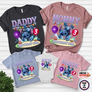 Stitch Birthday Shirt, Personalized Birthday Shirt, Custom Stitch Birthday Shirt, Stitch Birthday Girl Shirt, Stitch Birthday Family Shirts