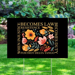 Subtle F*ck Donald Trmp Floral Yard Sign, Anti-Truump Flower Yard Sign, Anti-MAAGA Democrat Yard Sign, Protest Garden Gift D2FU27