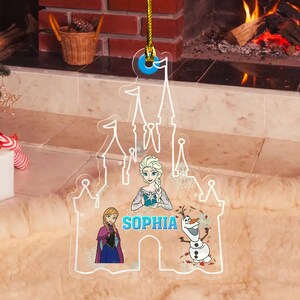 Adorno de Frozen personalizado, regalo de Navidad de Elsa, adorno de Frozen de Disney, adorno de Elsa Anna Olaf, recuerdo de Frozen personalizado, árbol de Navidad