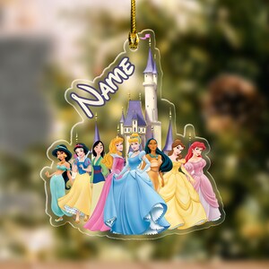 Personalized Disney Princess Ornament, Custom Name Baby Girl Ornament, Disney Princess Birthday Gift for Her, Disneyland Gift for Kids