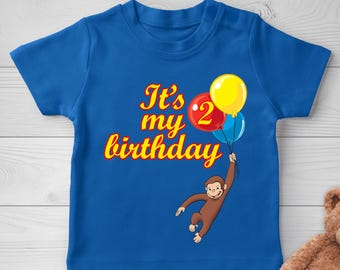 Curious George Birthday T-Shirt, Personalized Monkey Birthday Shirt, First Birthday T-Shirt, Custom Birthday Shirt D2EF10