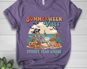 Summerween Skeleton Shirt, Summer-ween Tshirt, Spooky Summer Tee, Summer Halloween Shirt, Halloweener Gift, Beach Skelly C1IF02
