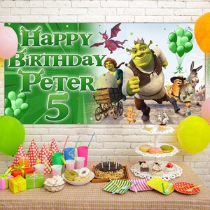 Personalized Shrek Family Backdrop Birthday, Shrek Birthday Banner, Birthday Party Banner, Custom Name Shrek Banner Gift For Boy Girl NGP420