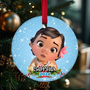 Custom Moana Ornament, Disney Moana Princess Ornament, Custom Name Moana Christmas Gift, Birthday Moana CZJR19
