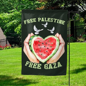 Palestine Support Flag, Humanity Above Everything, Palestine garden Flag, Gaza Aid Flag, Free Palestine Palestinian Double Sided Flag NGSW09