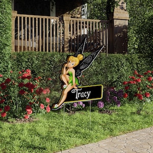 Tinker Bell Birthday Yard Sign, Fairy Cutout Party Decor, Custom Tinkerbell Lawn Sign, Outdoor Fairy Birthday Decoration D2GR20