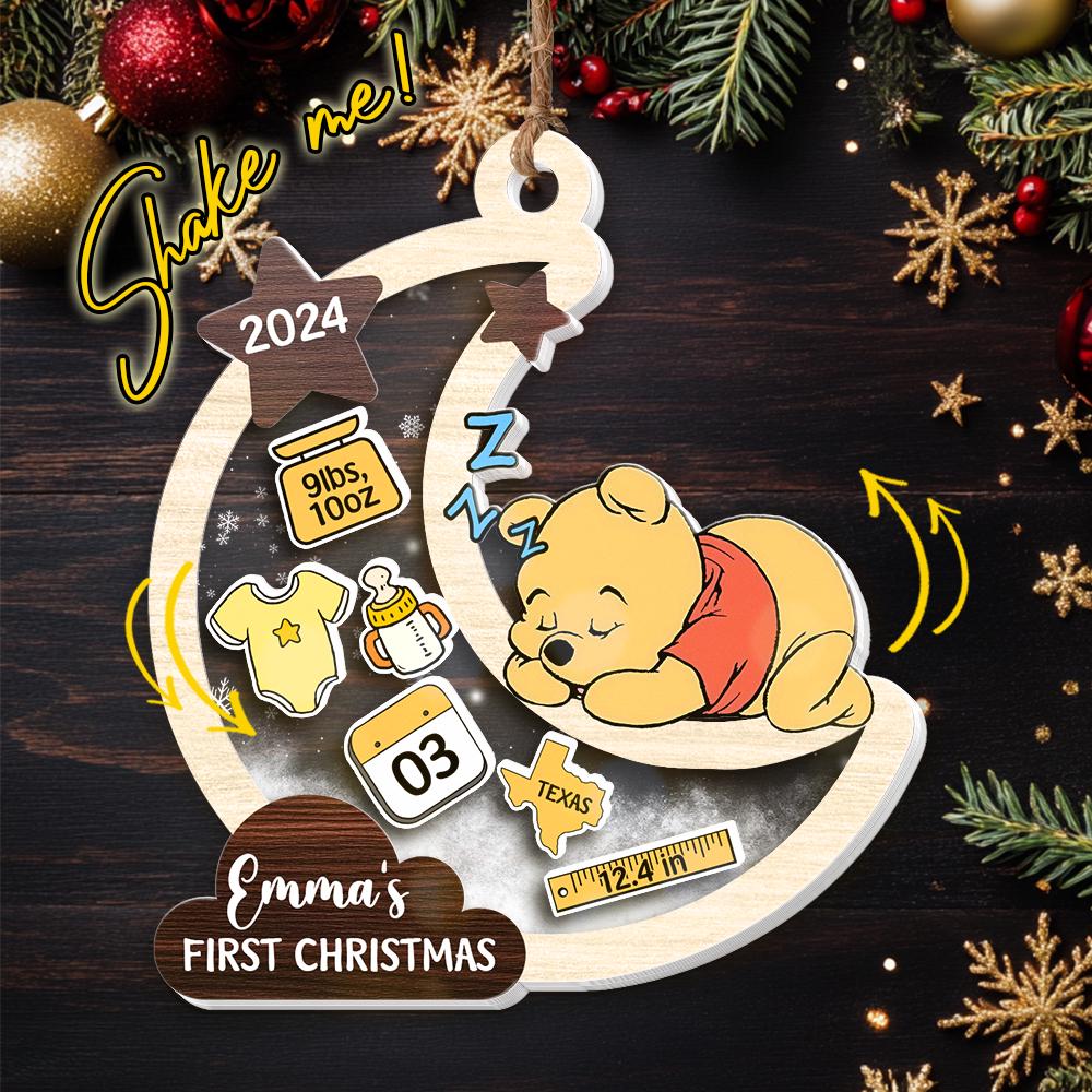 Winnie The Pooh Babys First Christmas Ornament 2025, Baby 1st Christmas 4D Shaker Ornament, New Baby, Baby Shower Gift for Boy Girl NFWJ04