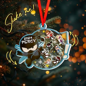 Personalized Ninja Kidz Shaker Ornament, Ninja Kidz 4D Christmas Ornament,Boy Girl Ninja Kidz Christmas Ornament, Ninja Kidz Ornament NFXX38