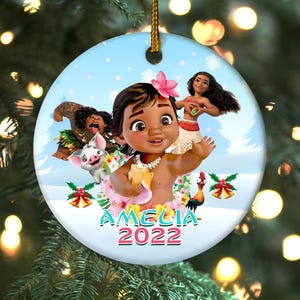 Personalized Moana Christmas 2024 Ornament, Princess Moana Ornament, Christmas Ornament Kids, Custom Name Keepsake Gift C-17112236