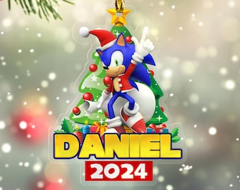 Personalized Sonic Ornament, Sonic Hedgehog Character Ornament, Customized Sonic Ornament, Sonic Christmas Ornament CZK109